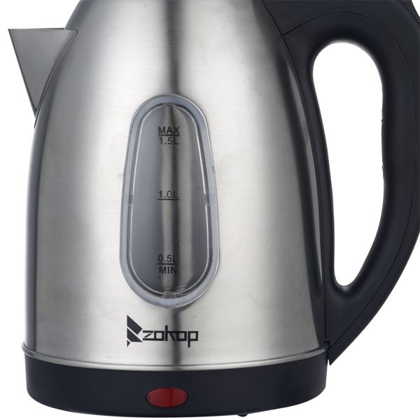US Standard ZOKOP HD-1802S 120V 1200W 1.5L Stainless Steel Electric Kettle with Water Window [Same code 00574412] - Discount Msrp 
