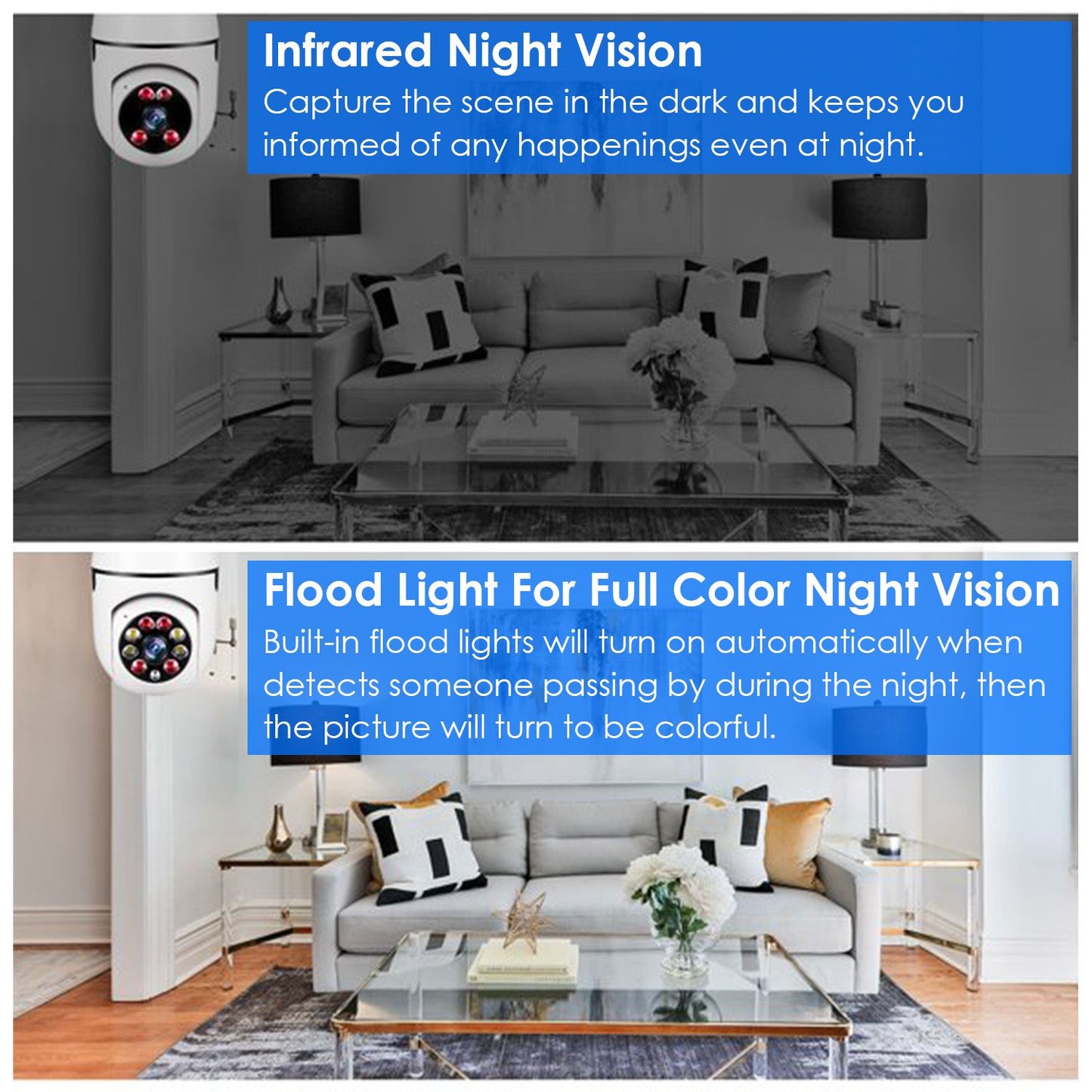 E27 WiFi Bulb Camera 1080P FHD WiFi IP Pan Tilt Security Surveillance Camera - Discount Msrp 