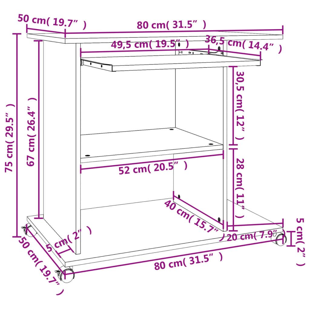 Computer Desk Gray 31.5"x19.7"x29.5" Engineered Wood - Discount Msrp 