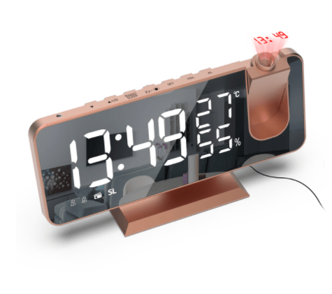FM Radio LED Digital Smart Alarm Clock Watch Table Electronic Desktop Clocks USB Wake Up Clock with 180° Time Projection Snooze - Discount Msrp 