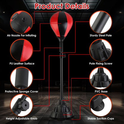 Punching Bag with Stand Free Standing Boxing Ball for Adults 43.3-63in Height Adjustable Boxing Bag with Gloves Wrist Sleeves Stable Suction Base for Fitness Speed Training GPCT5420 - Discount Msrp 