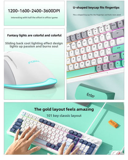 Wired luminous keyboard and mouse Q908 gaming mechanical feel game luminous suspended keyboard and mouse set - Discount Msrp 