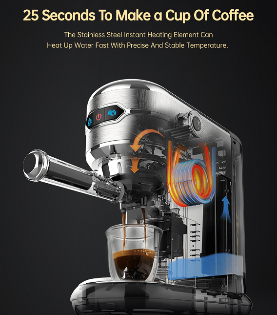 capsule + coffee powder + milk foam 3-in-1 semi-automatic coffee machine 19Bar extraction mocha Nestle espresso 1 cup / 2 cup, electronic button powder hammer 51mm touch sensing 1450W steam - Discount Msrp 