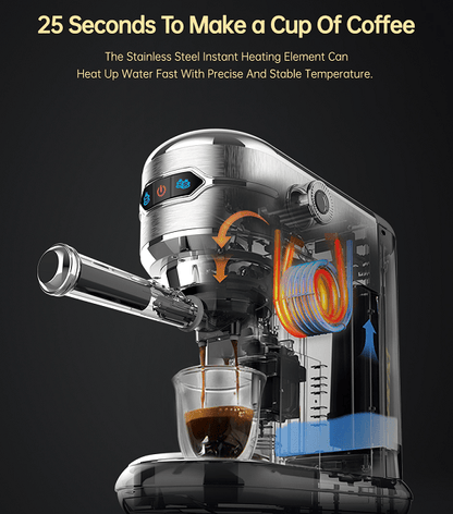 capsule + coffee powder + milk foam 3-in-1 semi-automatic coffee machine 19Bar extraction mocha Nestle espresso 1 cup / 2 cup, electronic button powder hammer 51mm touch sensing 1450W steam - Discount Msrp 