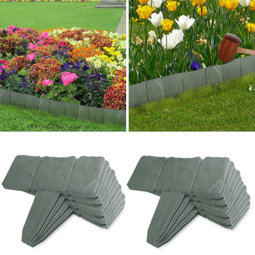 20 PCS Cobbled Stone Effect Plastic Garden Lawn Border Edging - Discount Msrp 