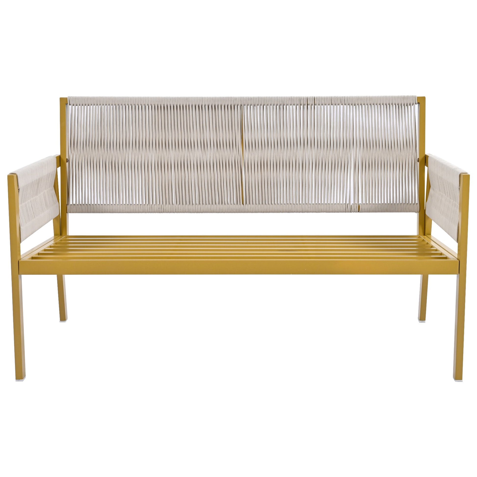 4-Piece Rope Patio Furniture Set, Outdoor Furniture with Tempered Glass Table, Patio Conversation Set Deep Seating with Thick Cushion for Backyard Porch Balcony - Discount Msrp 