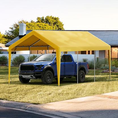 VEVOR Carport Replacement Canopy Cover 10 x 20 ft, Garage Top Tent Shelter Tarp Heavy-Duty Waterproof & UV Protected, Easy Installation with Ball Bungees,Beige (Only Top Cover, Frame Not Include) - Discount Msrp 