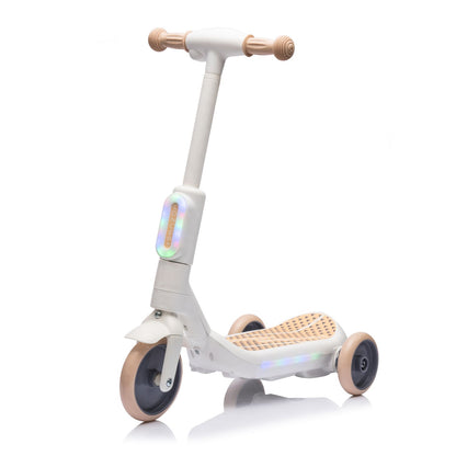 2in1 Kids Ride On Three-Wheel Electric Scooter,Tail Color Lights W/Spray,Wider Pedal,PU Wheels For Effective Floor Protection,Independent Light Switch With Music,One Button Acceleration For Kids 3+ - Discount Msrp 