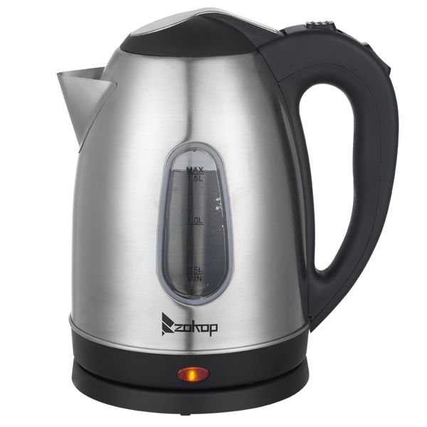 US Standard ZOKOP HD-1802S 120V 1200W 1.5L Stainless Steel Electric Kettle with Water Window [Same code 00574412] - Discount Msrp 