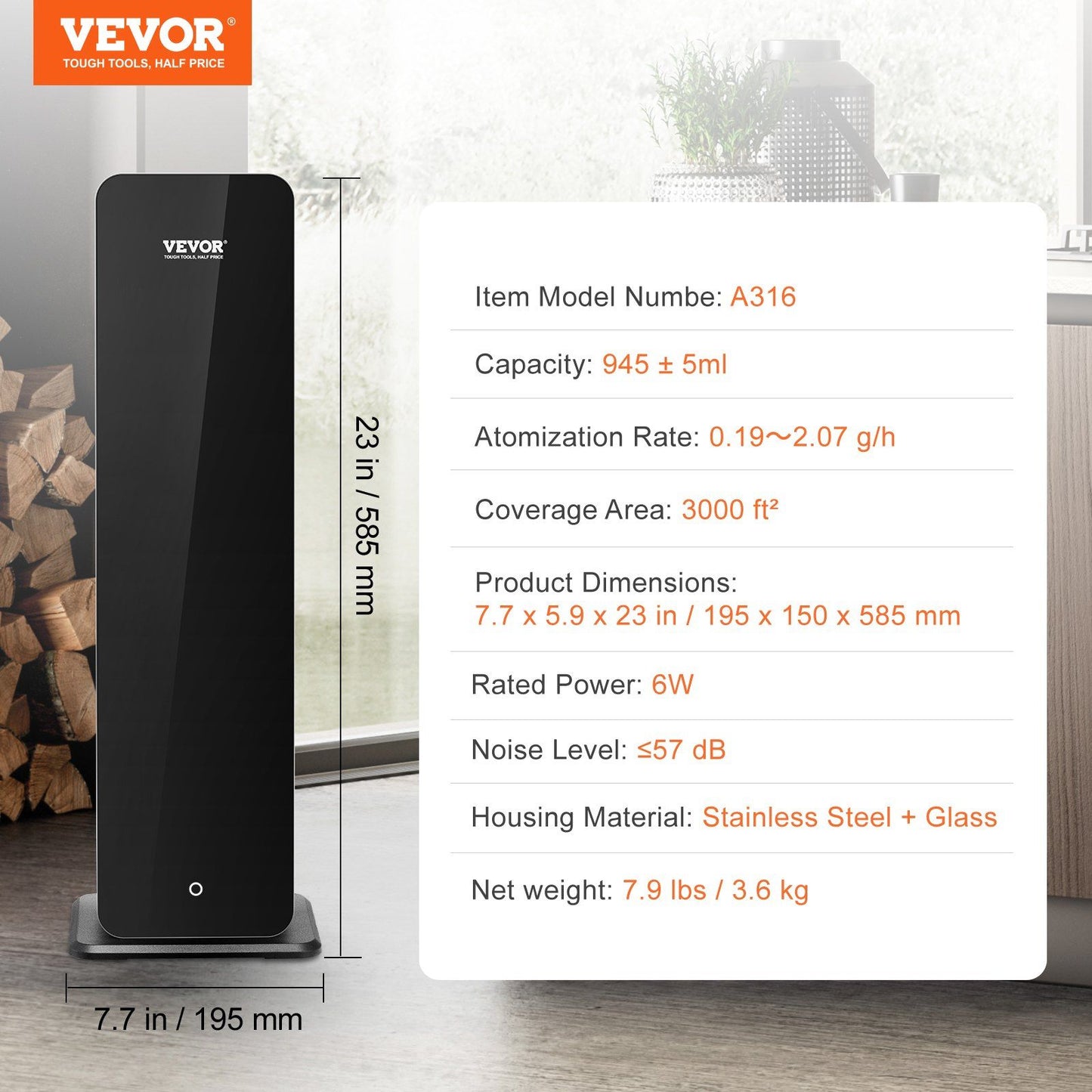 VEVOR Scent Air Machine for Home, 950ml Bluetooth Smart Cold Air Diffuser, 3000sq.ft Waterless Essential Oil Scent Air Diffuser, Floor Standing Aromatherapy Machine for Large Room, Office, Hotel - Discount Msrp 