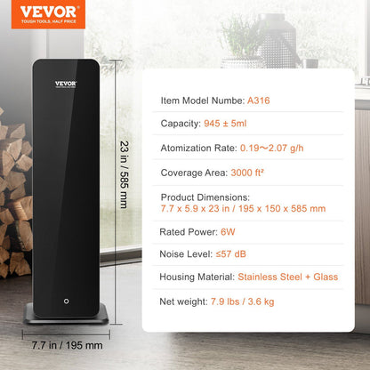 VEVOR Scent Air Machine for Home, 950ml Bluetooth Smart Cold Air Diffuser, 3000sq.ft Waterless Essential Oil Scent Air Diffuser, Floor Standing Aromatherapy Machine for Large Room, Office, Hotel - Discount Msrp 