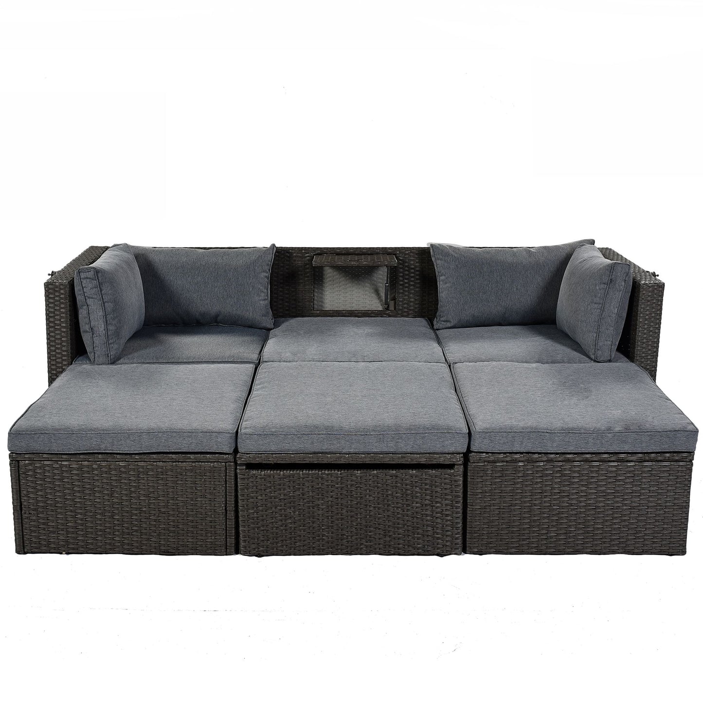 Outdoor Patio Rectangle Daybed with Retractable Canopy, Wicker Furniture Sectional Seating with Washable Cushions, Backyard, Porch - Discount Msrp 