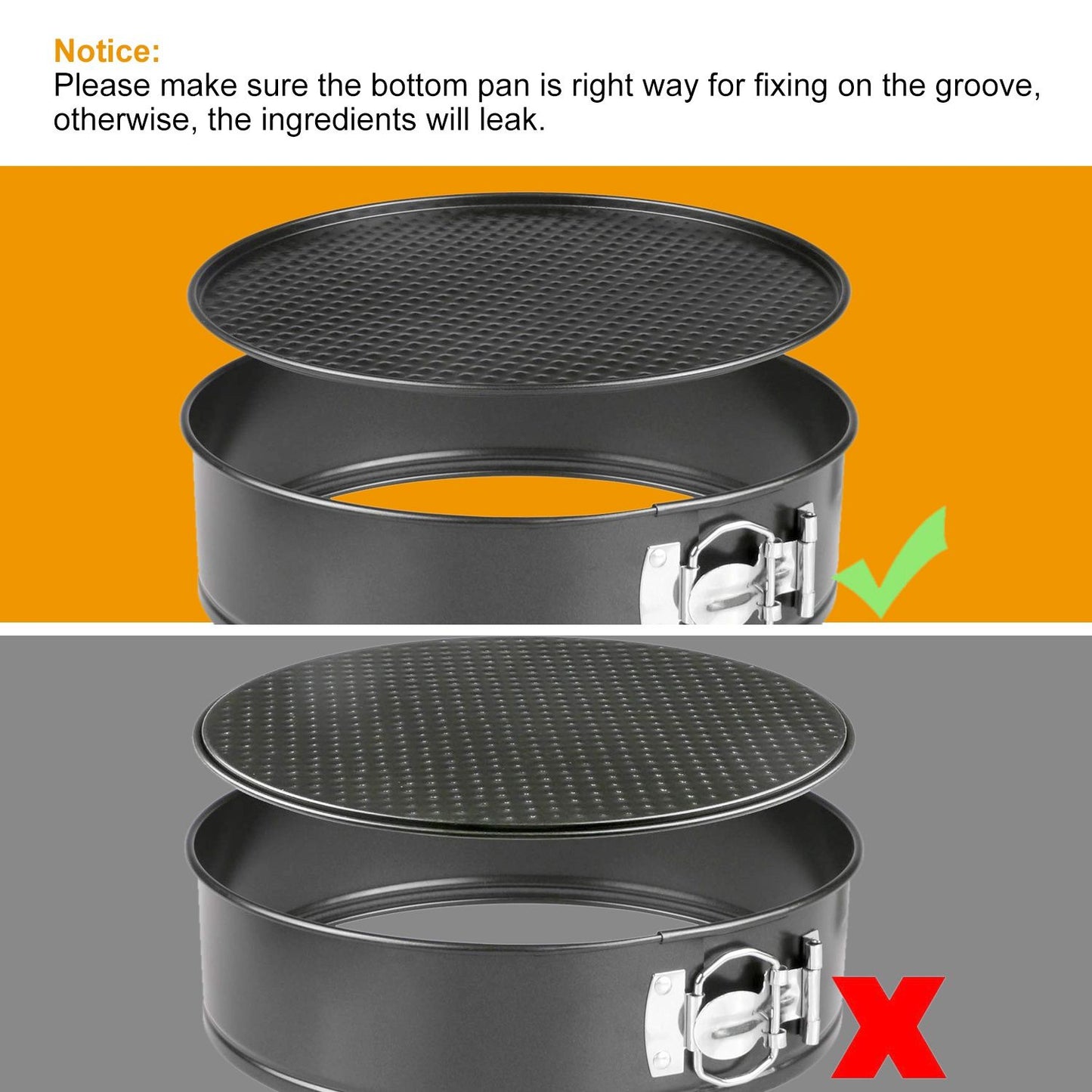 Non Stick Springform Cake Pan Leakproof 9in 10in 11in Bakeware Pan with Removable Bottom 3Pcs Per Set - Discount Msrp 