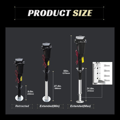 3500 lbs Electric Trailer Jack, 12V DC, 27" Lift, with Drop Leg, for Travel, Trailer, Camper, Boats, & More, W/ Waterproof Cover - Discount Msrp 