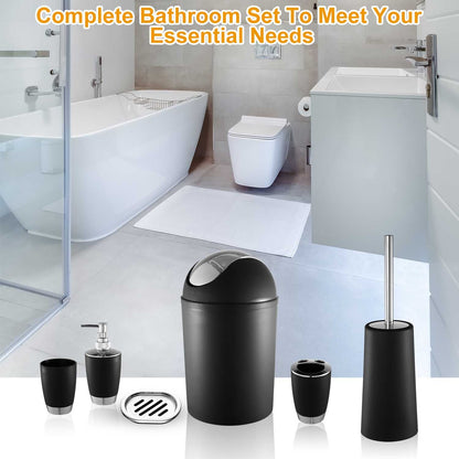 Bathroom Accessories Set 6 Pcs Bathroom Set Ensemble Complete Soap Dispenser Toothbrush Holder - Discount Msrp 