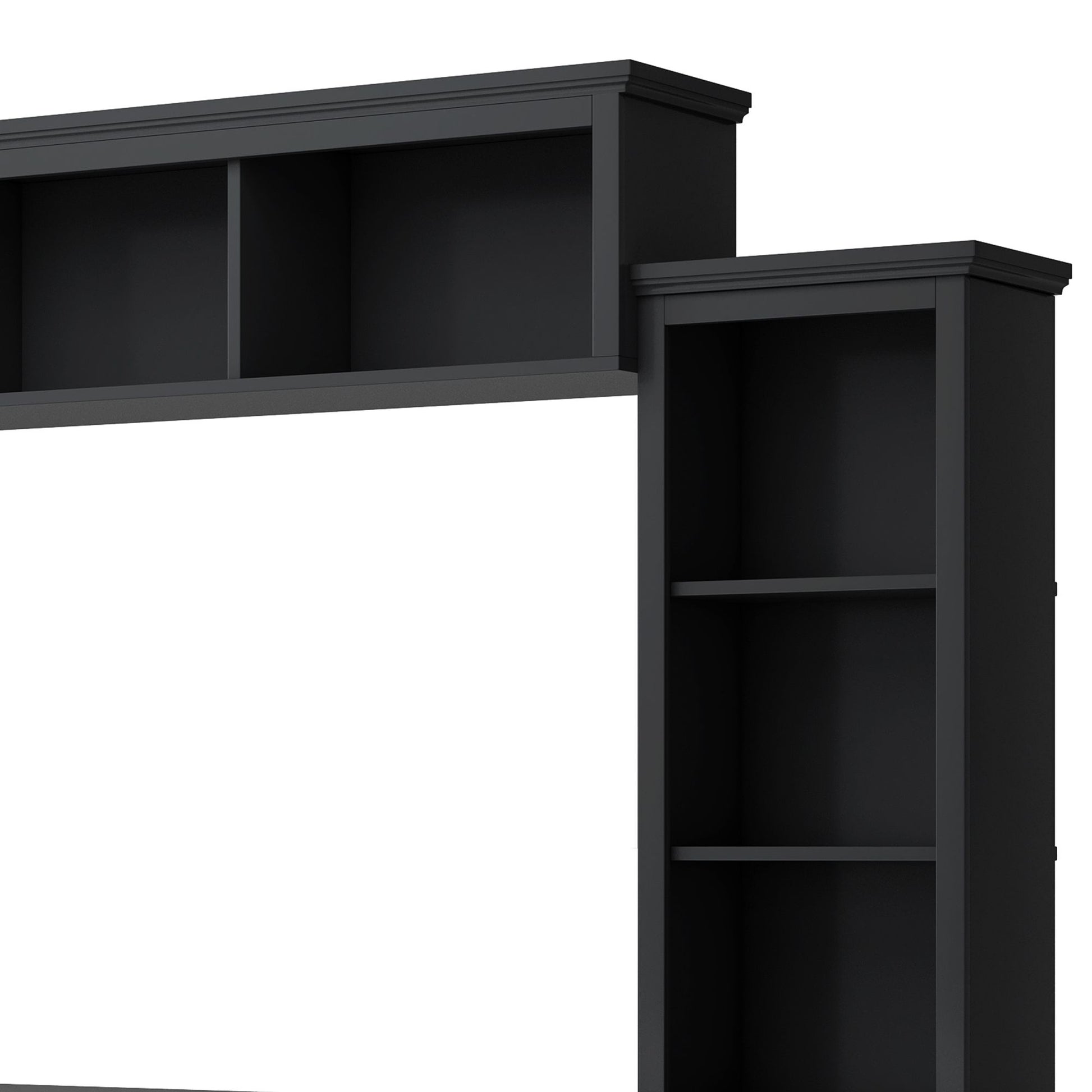 [VIDEO provided] ON-TREND Minimalism Entertainment Wall Unit with Bridge, Modern TV Console Table for TVs Up to 70", Multifunctional TV Stand with Tempered Glass Door, Black (Old SKU: SD000009AAB) - Discount Msrp 