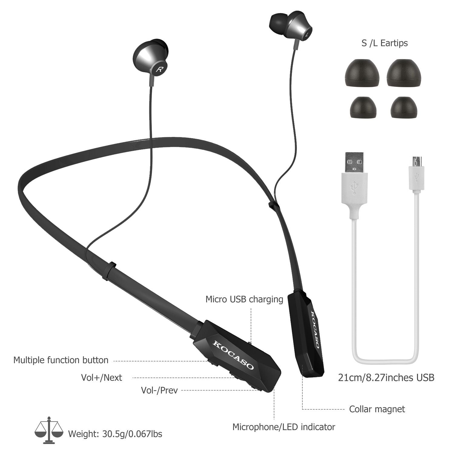 Wireless Neckband Headphones V4.2 Sweat-proof Sport Headsets Earbuds In-Ear Magnetic Neckbands Stereo Earphone - Discount Msrp 
