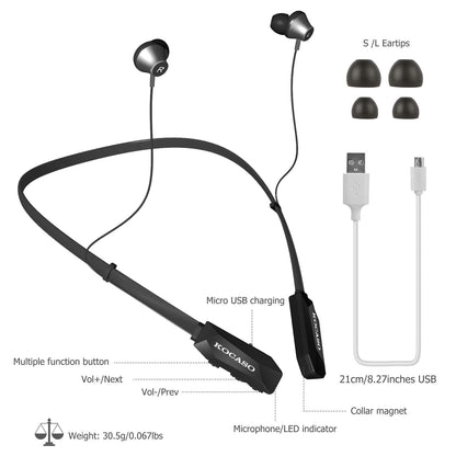 Wireless Neckband Headphones V4.2 Sweat-proof Sport Headsets Earbuds In-Ear Magnetic Neckbands Stereo Earphone - Discount Msrp 