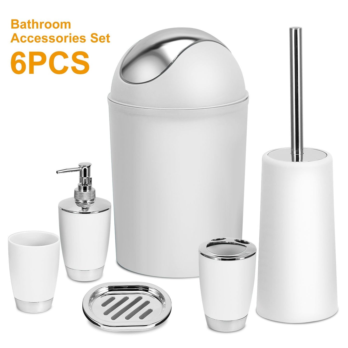 Bathroom Accessories Set 6 Pcs Bathroom Set Ensemble Complete Soap Dispenser Toothbrush Holder - Discount Msrp 