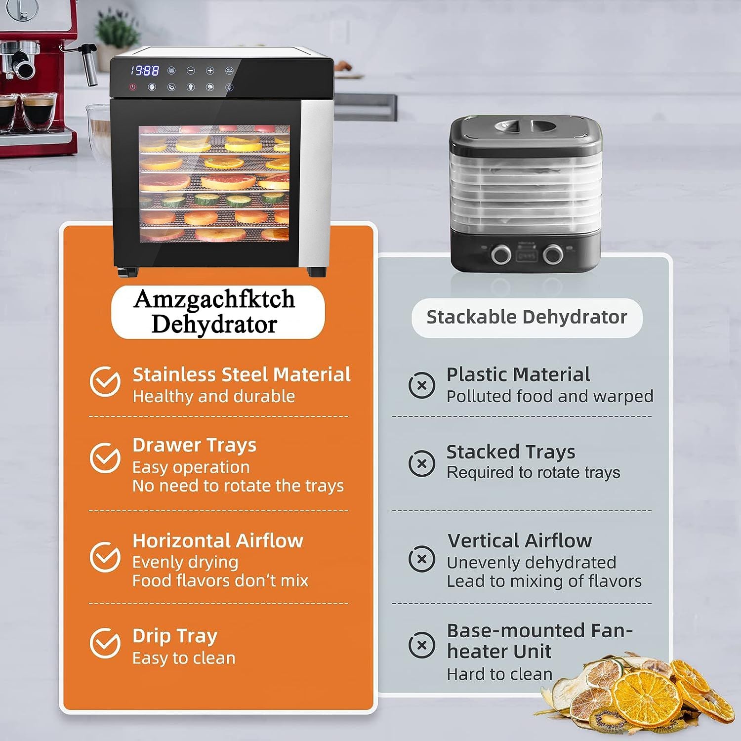Food Dehydrator Machine 25QT, 8 Trays Stainless Steel Dehydrator Machine, Large Capacity Dehydrators for Food and Jerky, Herbs, Yogurt, Veggies, Dog Treats - Discount Msrp 