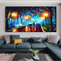 Hand Painted Night Thick Modern Canvas Oil Paintings Wall Art Abstract Landscape Pictures For Living Room Home Decoration - Discount Msrp 