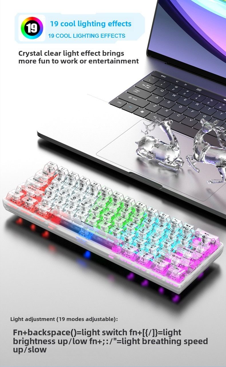 Wired Mechanical Keyboard Transparent Hot Swap Illuminated Office Gaming Gaming Mini Keyboard - Discount Msrp 