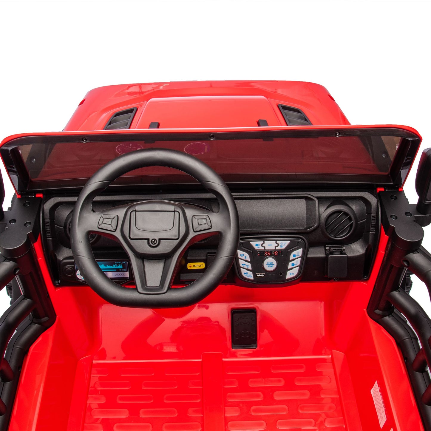 24V Two-seater Kids Ride On Electric Car W/parents control,Seat width 19.69in,400W motor,Four-wheel suspension,light&searchlight,USB,MP3,Bluetooth,Provide a speed of 1.86-4.35MPH for kids of 3+. - Discount Msrp 