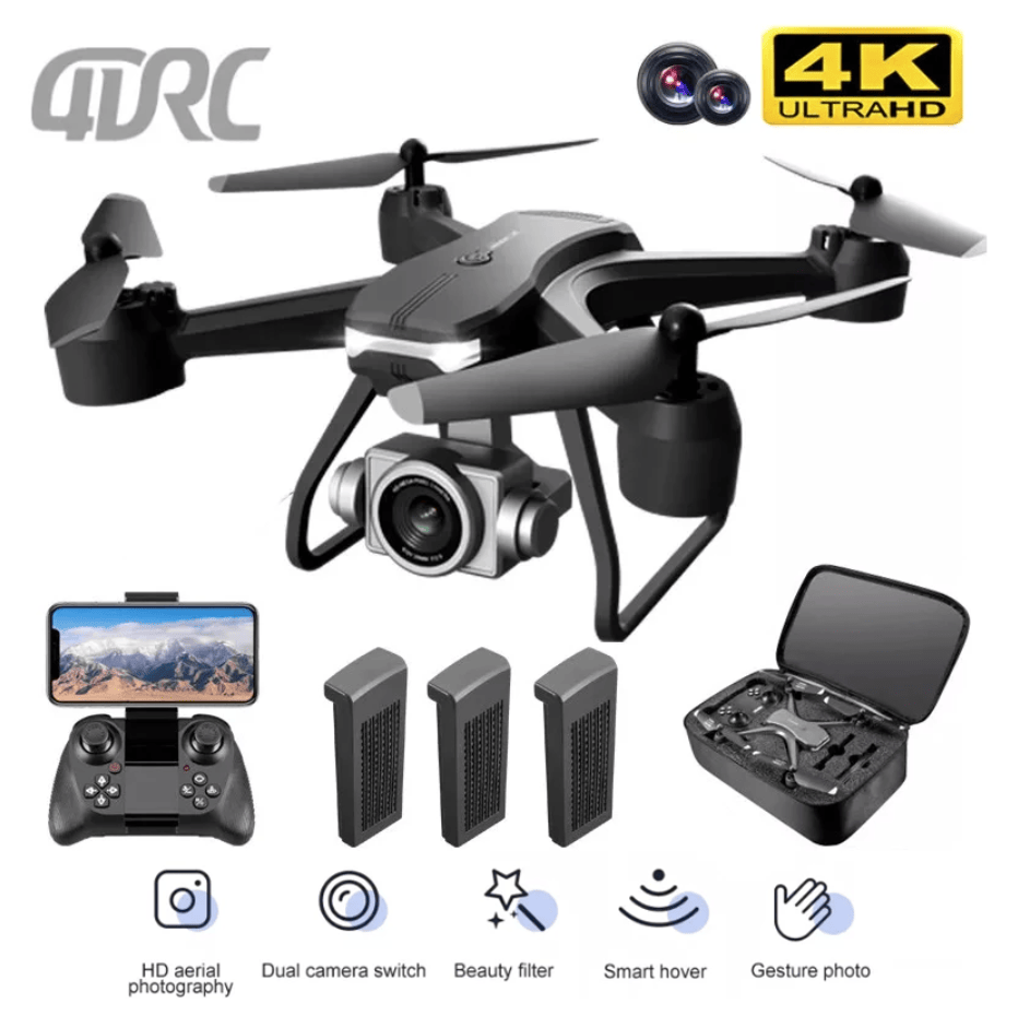 4DRC V14 RC Drone WIFI FPV 4K HD Wide Angle Dual Camera Quadcopter Portable With Bag ,2 Batteries Drone For Beginner,Headless Mode,Gesture Photo - Discount Msrp 