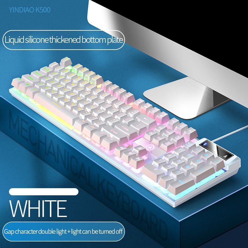 104 Keys Gaming Keyboard Wired Keyboard Color Matching Backlit Mechanical Feel Computer E-sports Peripherals for Desktop Laptop - Discount Msrp 