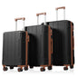 Luggage Sets 3 Piece, Hard shell ABS Lightweight Durable Suitcases with Double Spinner Wheels 20/24/28 Inch (Black Brown) - Discount Msrp 