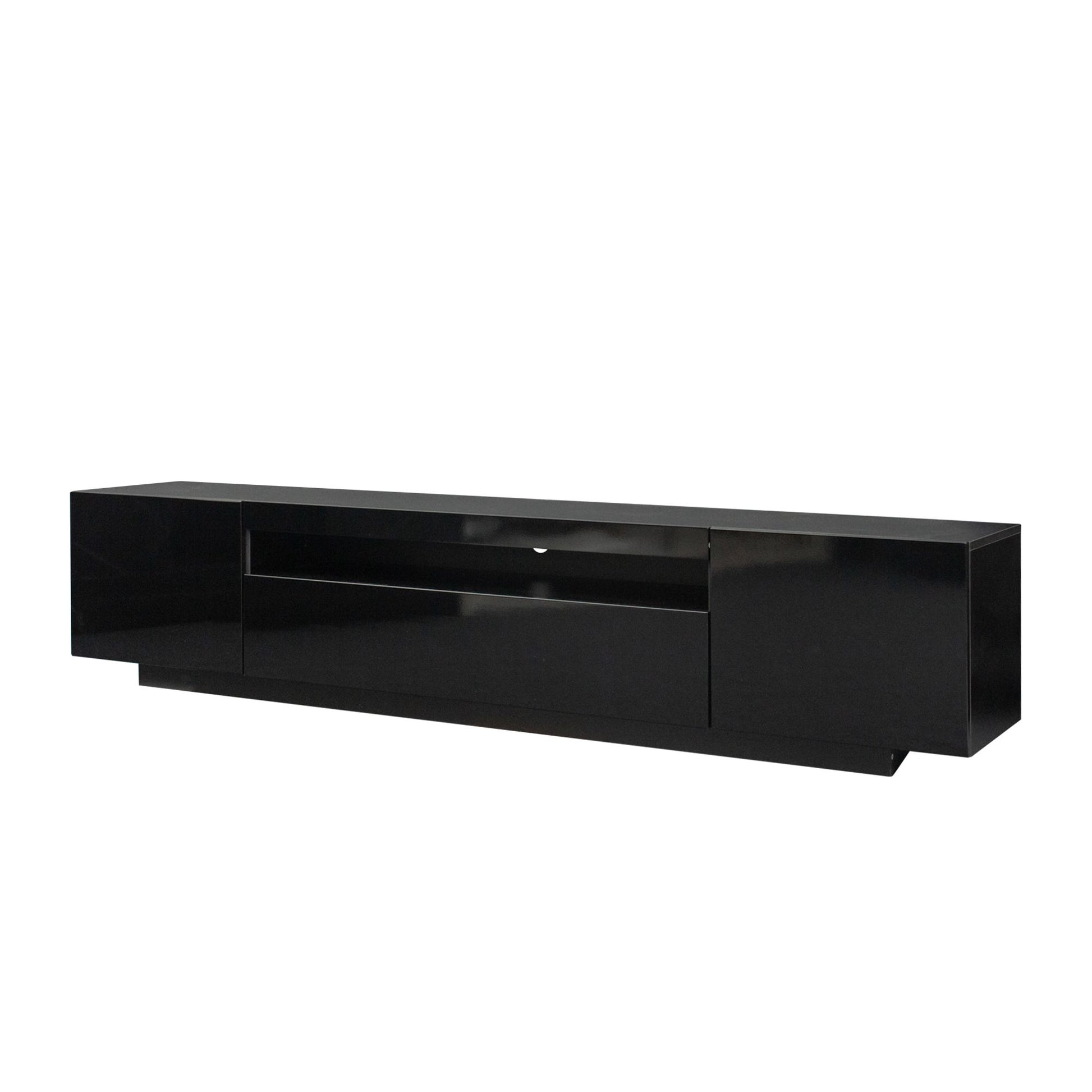 TV Cabinet Wholesale, Black TV Stand with Lights, Modern LED TV Cabinet with Storage Drawers, Living Room Entertainment Center Media - Discount Msrp 