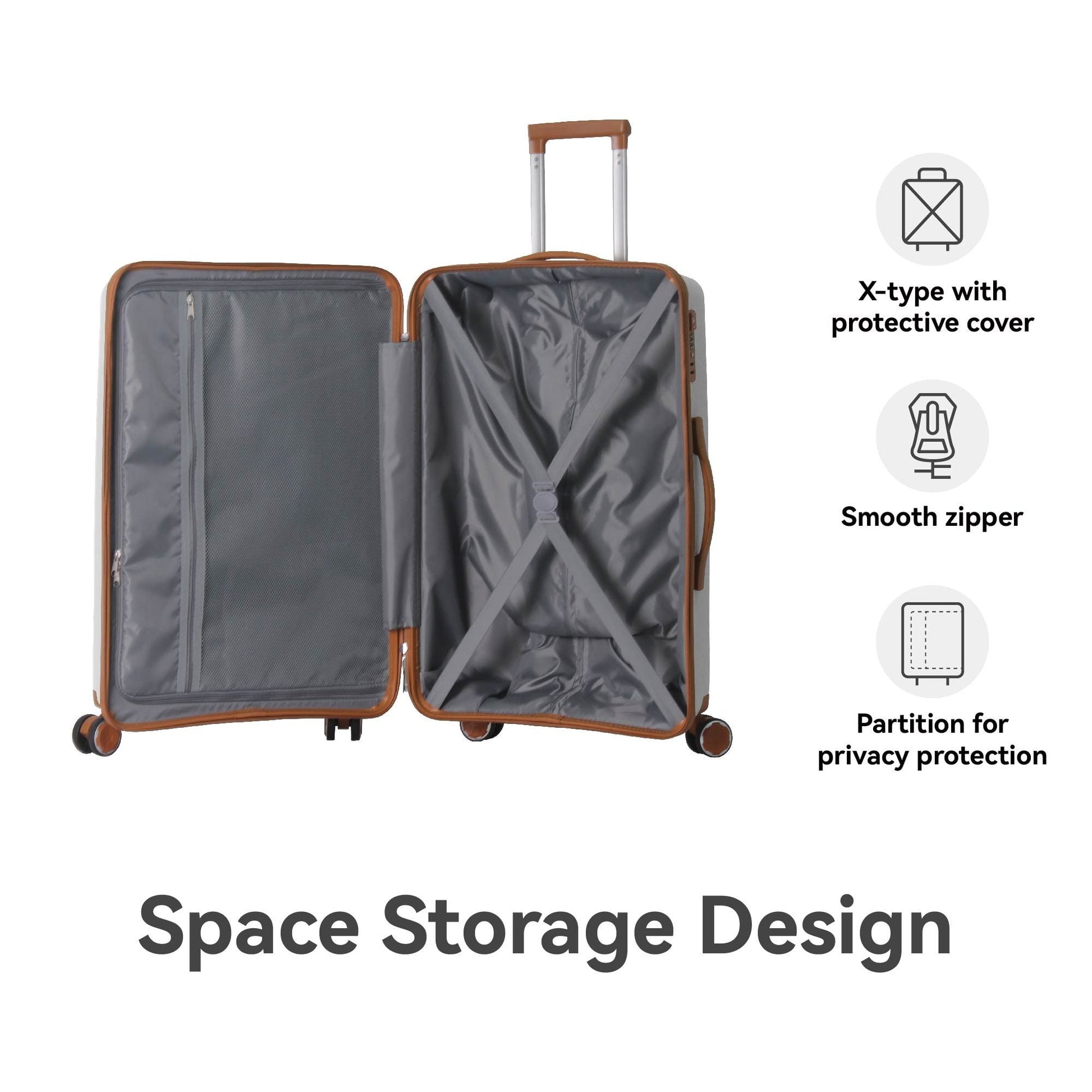 3-Piece Luggage Set Travel Lightweight Suitcases with Rolling Wheels, TSA lock & Moulded Corner, Carry on Luggages for Business, Trip, (20"/24"/28"), White - Discount Msrp 