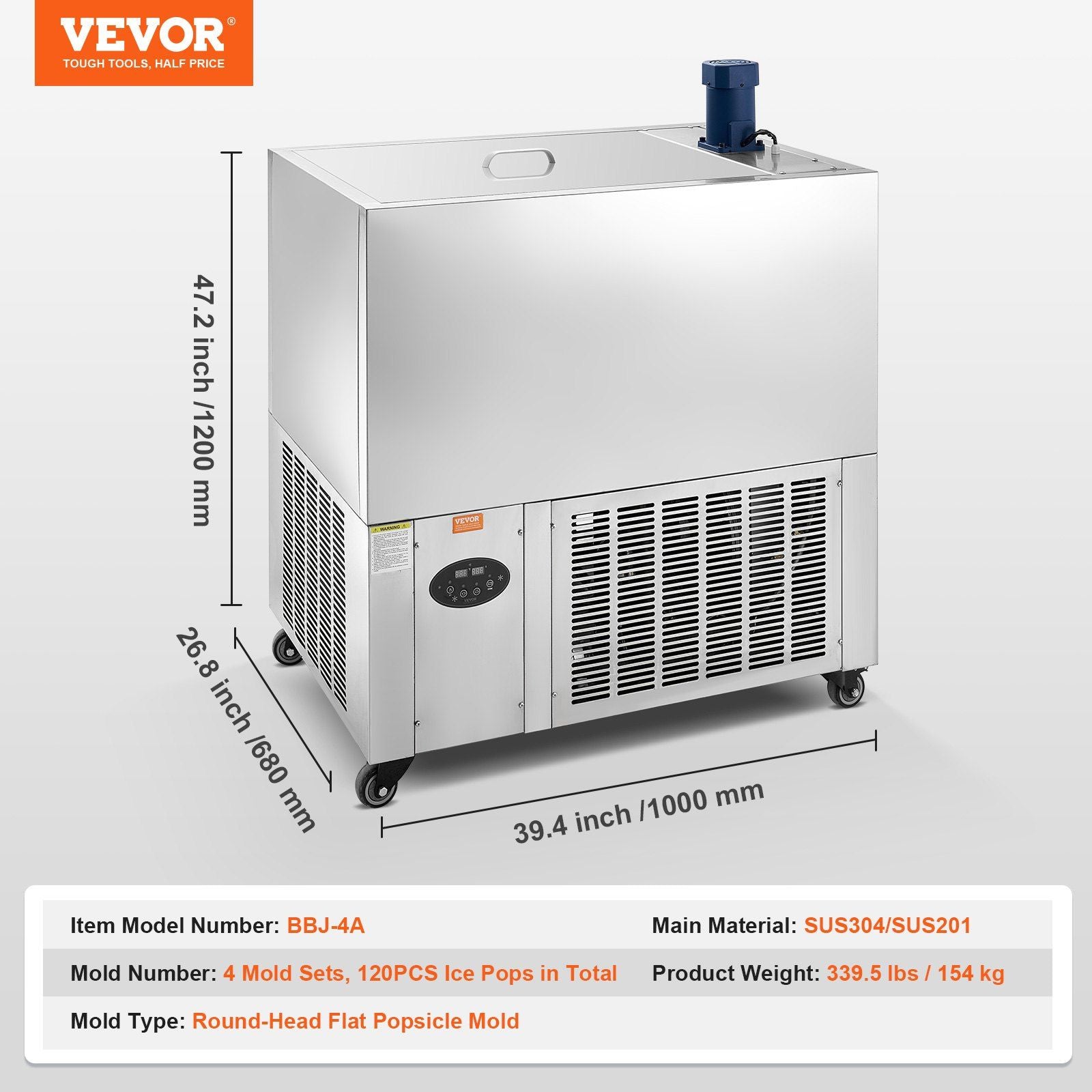 VEVOR Commercial Popsicle Machine 4 Mold Set - 120 PCS Ice Pops Making Machine - Discount Msrp 