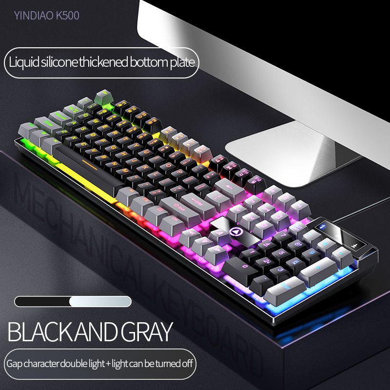 104 Keys Gaming Keyboard Wired Keyboard Color Matching Backlit Mechanical Feel Computer E-sports Peripherals for Desktop Laptop - Discount Msrp 