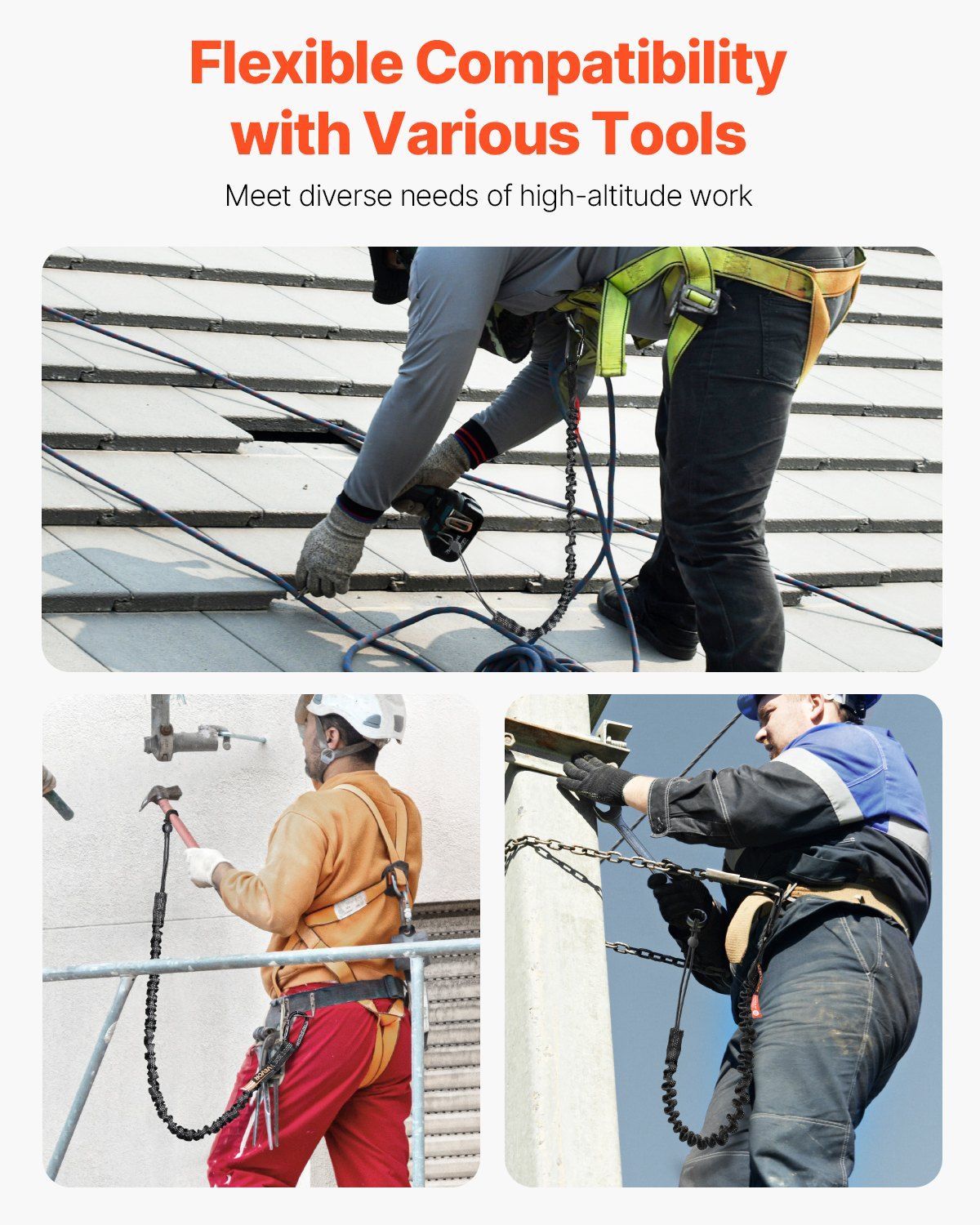 VEVOR 5 Pack Tool Lanyard Fall Protection Tools Leash with Screw Lock Carabiner - Discount Msrp 