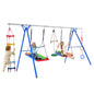 5 in 1 Outdoor Toddler Swing Set for Backyard, Playground Swing Sets with Steel Frame, Multifunction Playsets for Kids with Climbing Ladder, Saucer Swing, Monkey Bar Swing, Disc Swing and Swing Ring - Discount Msrp 
