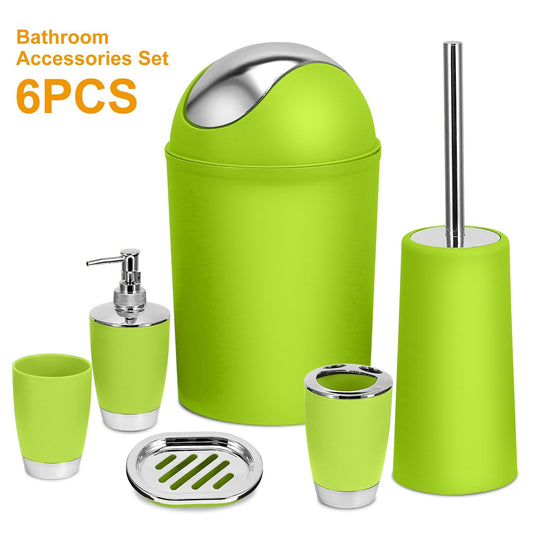 Bathroom Accessories Set 6 Pcs Bathroom Set Ensemble Complete Soap Dispenser Toothbrush Holder - Discount Msrp 