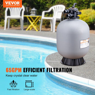 VEVOR Sand Filter, 24-inch, Up to 65 GPM Flow Rate, Above Inground Swimming Pool Sand Filter System with 7-Way Multi-Port Valve, Filter, Backwash, Rinse, Recirculate, Waste, Winter, Closed Functions - Discount Msrp 