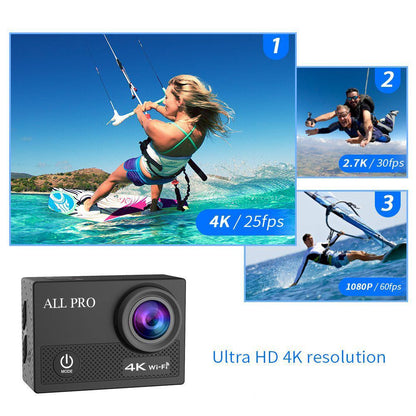 4K Action Pro Waterproof All Digital UHD WiFi Camera + RF Remote And Accessories - Discount Msrp 