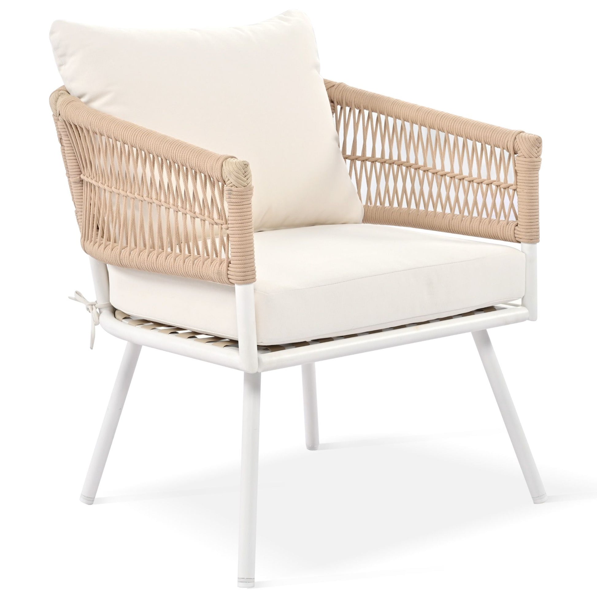 4-Piece Patio Furniture Set, Outdoor Furniture with Acacia Wood Table, Patio Conversation Set with Deep Seating & Thick Cushion for Backyard Porch Balcony - Discount Msrp 