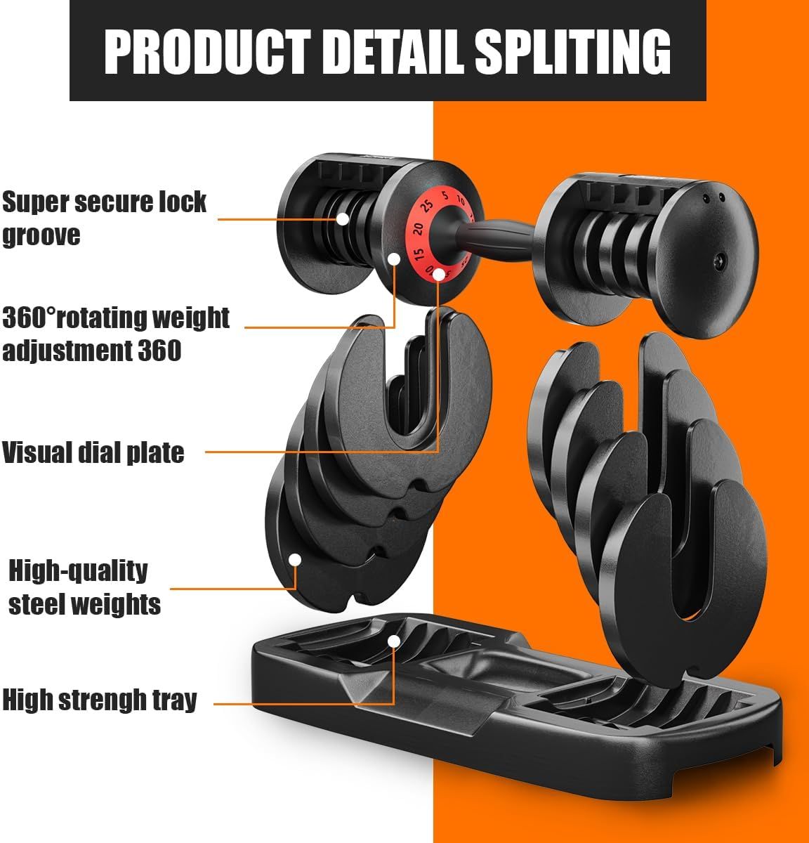 25LB 5 in 1 Single Adjustable Dumbbell Free Dumbbell Weight Adjust with Anti-Slip Metal Handle, Ideal for Full-Body Home Gym Workouts - Discount Msrp 