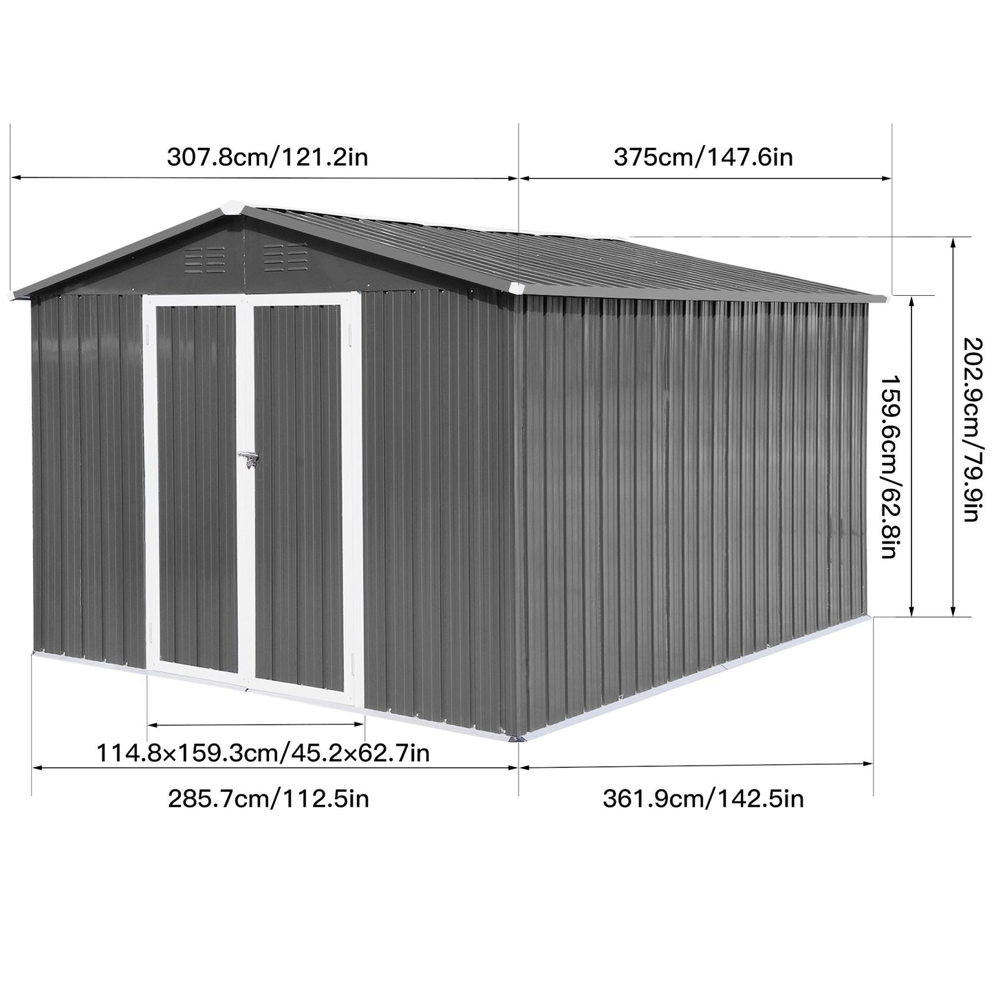 Metal garden sheds 10ftx12ft outdoor storage sheds Grey - Discount Msrp 