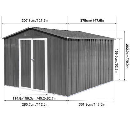 Metal garden sheds 10ftx12ft outdoor storage sheds Grey - Discount Msrp 