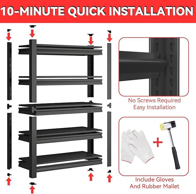 72" H Garage Shelving Unit, Garage Storage Shelves 2500LBS Heavy Duty Shelving, Adjustable 5 Tier Metal Shelving Utility Shelf, Storage Rack for Industrial, Warehouse, Basement (16" D*36" W*72" H) - Discount Msrp 