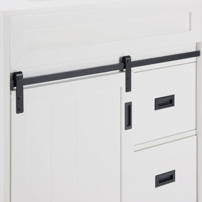 [VIDEO provided]30" Bathroom Vanity with Single Sink Combo, Farmhouse Undermount Bathroom Sink Cabinet with Sliding Barn Doors and 2 Drawers, Freestanding Bathroom Vanities,White - Discount Msrp 