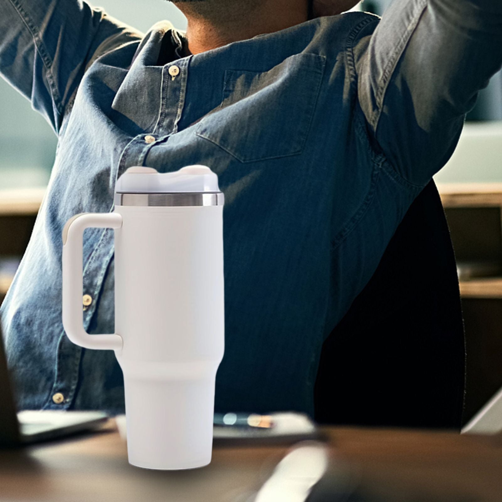 40oz V2 large capacity tumbler, With Handle And Straw Lid, Insulated Reusable Stainless Steel Water Bottles Travel Mug Coffee Cup car cup water cup For Men Women Outdoor Camping Driving, gift - Discount Msrp 