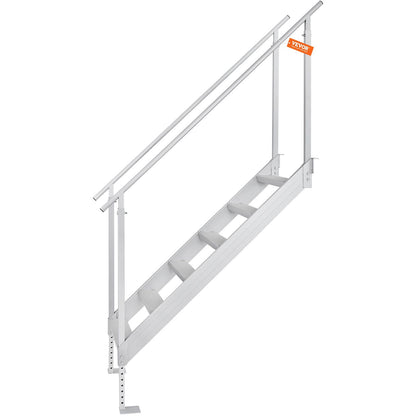 VEVOR Dock Ladder, Adjustable Height, 500 lbs Load Capacity, Aluminum Alloy Steps Pontoon Boat Ladder with Dual Handrails & Nonslip Rubber Mat, Ideal for Ship/Lake/Pool/Marine Boarding - Discount Msrp 