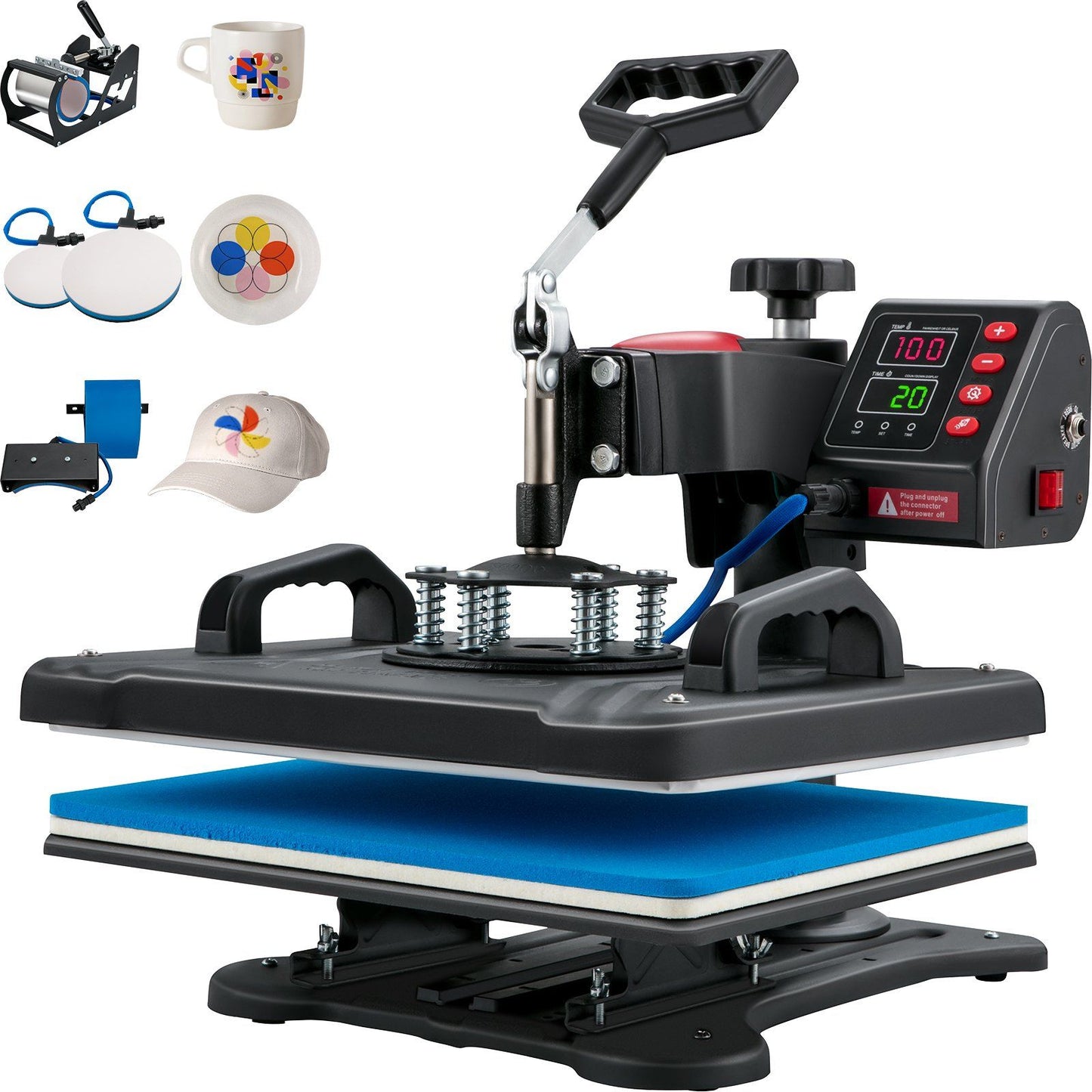 VEVOR Heat Press, 5 in 1 Heat Press Machine Machine 12x15, Clamshell Sublimation Transfer Printer Fast Heat-up, Digital Precise Temperature Control, Vinyl Heat Press for T-Shirt Plate Mug Cup, 900W - Discount Msrp 