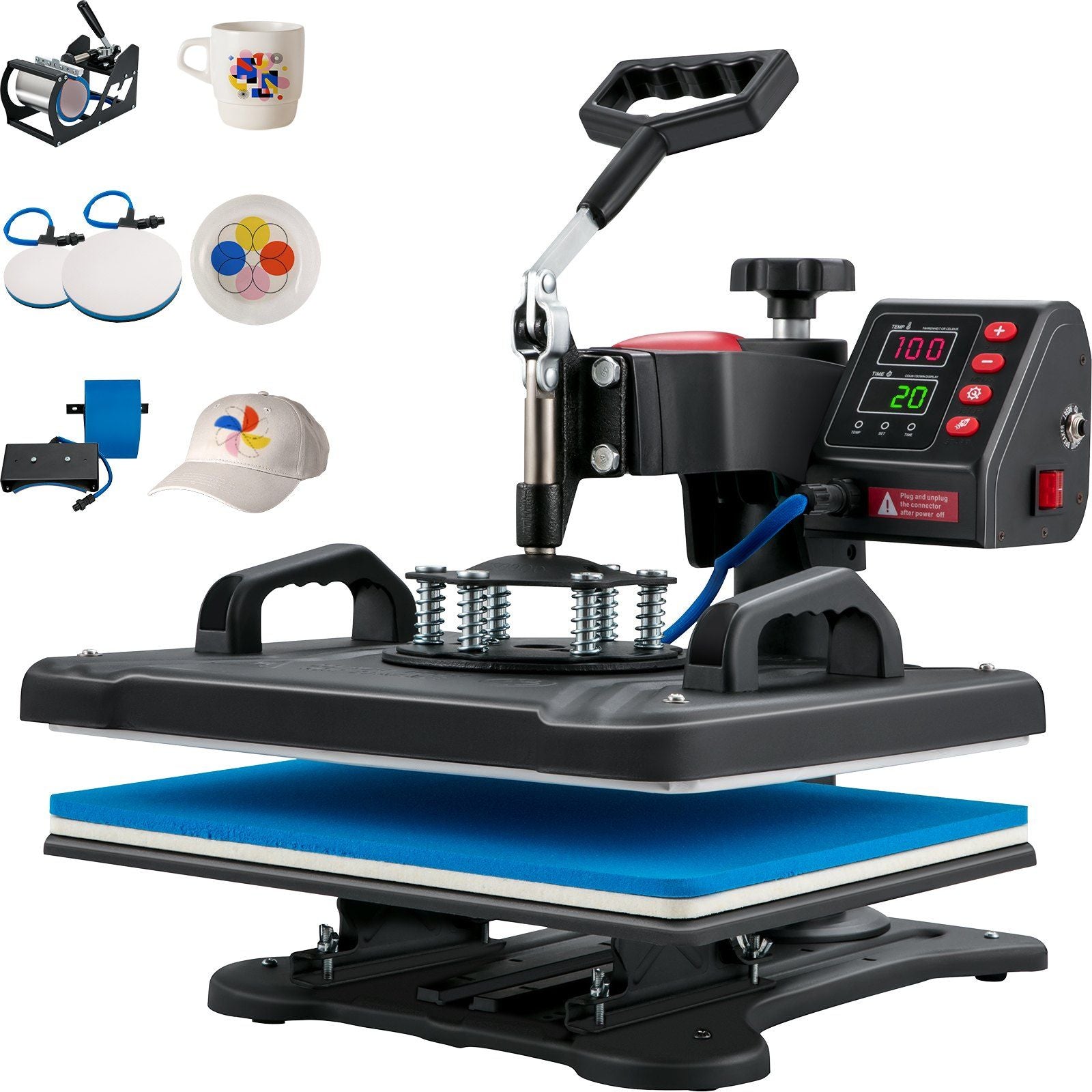VEVOR Heat Press, 5 in 1 Heat Press Machine Machine 12x15, Clamshell Sublimation Transfer Printer Fast Heat-up, Digital Precise Temperature Control, Vinyl Heat Press for T-Shirt Plate Mug Cup, 900W - Discount Msrp 