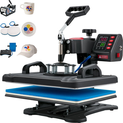 VEVOR Heat Press, 5 in 1 Heat Press Machine Machine 12x15, Clamshell Sublimation Transfer Printer Fast Heat-up, Digital Precise Temperature Control, Vinyl Heat Press for T-Shirt Plate Mug Cup, 900W - Discount Msrp 